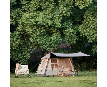 Намет з навісом Naturehike Village CNK2300ZP022, коричневий великий