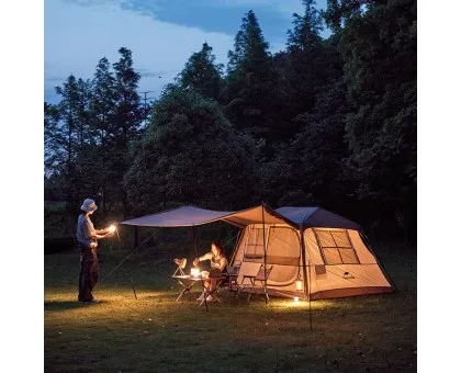 Намет з навісом Naturehike Village CNK2300ZP022, коричневий великий