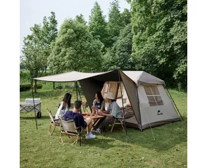 Намет з навісом Naturehike Village CNK2300ZP022, коричневий великий