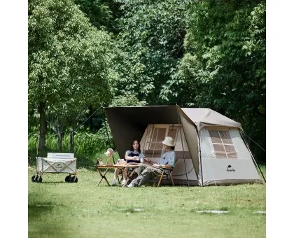 Намет з навісом Naturehike Village CNK2300ZP022, коричневий великий