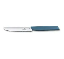 Кухонний ніж Victorinox Swiss Modern Tomato&Sausage 11см заокругл. з син. ручкою