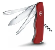 Складной нож Victorinox CHEESE MASTER 111мм/8функ/крас.мат /волн/lock/штоп/вилка