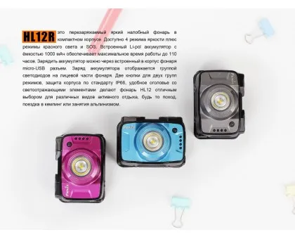 Ліхтар налобний Fenix HL12R фіолетовий Ліхтар налобний Fenix HL12R фіолетовий