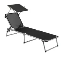 Ліжко розкладне Bo-Camp Sun Lounger With Sunscreen 5 Positions Black (1304460)
