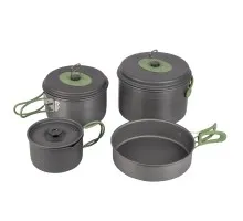 Набір посуду Bo-Camp Explorer 4 Pieces Hard Anodized Grey/Green (2200244)