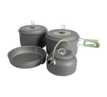 Набір посуду Bo-Camp Explorer XL 4 Pieces Hard Anodized Grey/Green (2200249)
